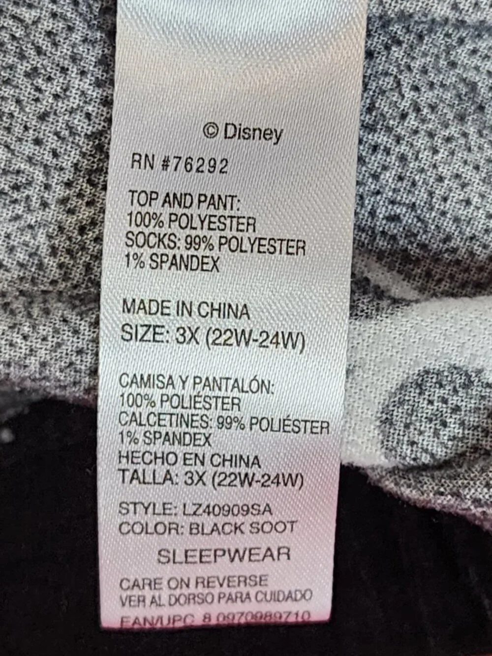 Disney Nightmare Before Christmas Black Soot Poly 2pc Pajama Set Size 3X 22W-24W - Picture 15 of 16